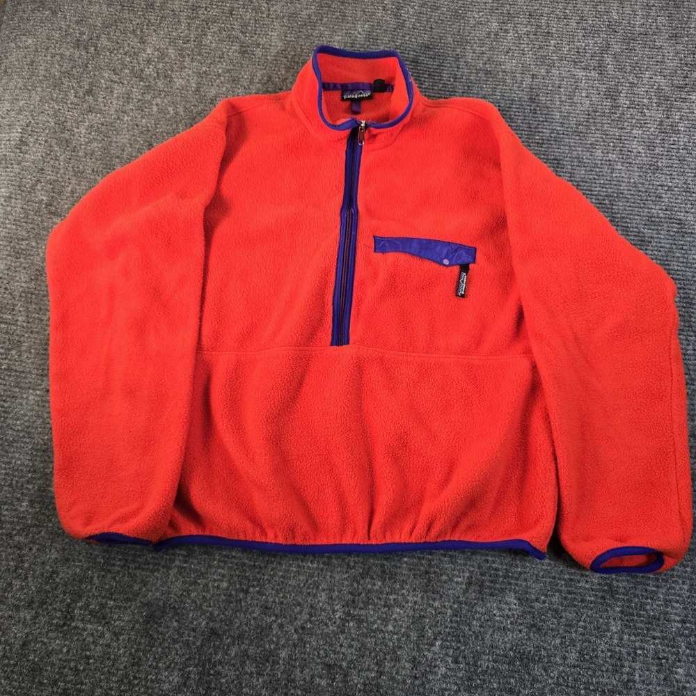 Vintage Patagonia Synchilla Half Zip Fleece Pullover USA L Red Purple Rare.